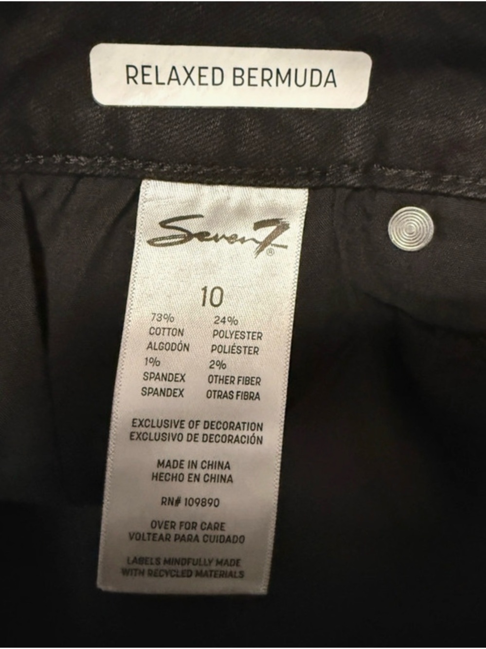 NWT Seven7 Black Denim Jorts Size 10 Raw Hem Relaxed Y2K Minimalist - Picture 6 of 8
